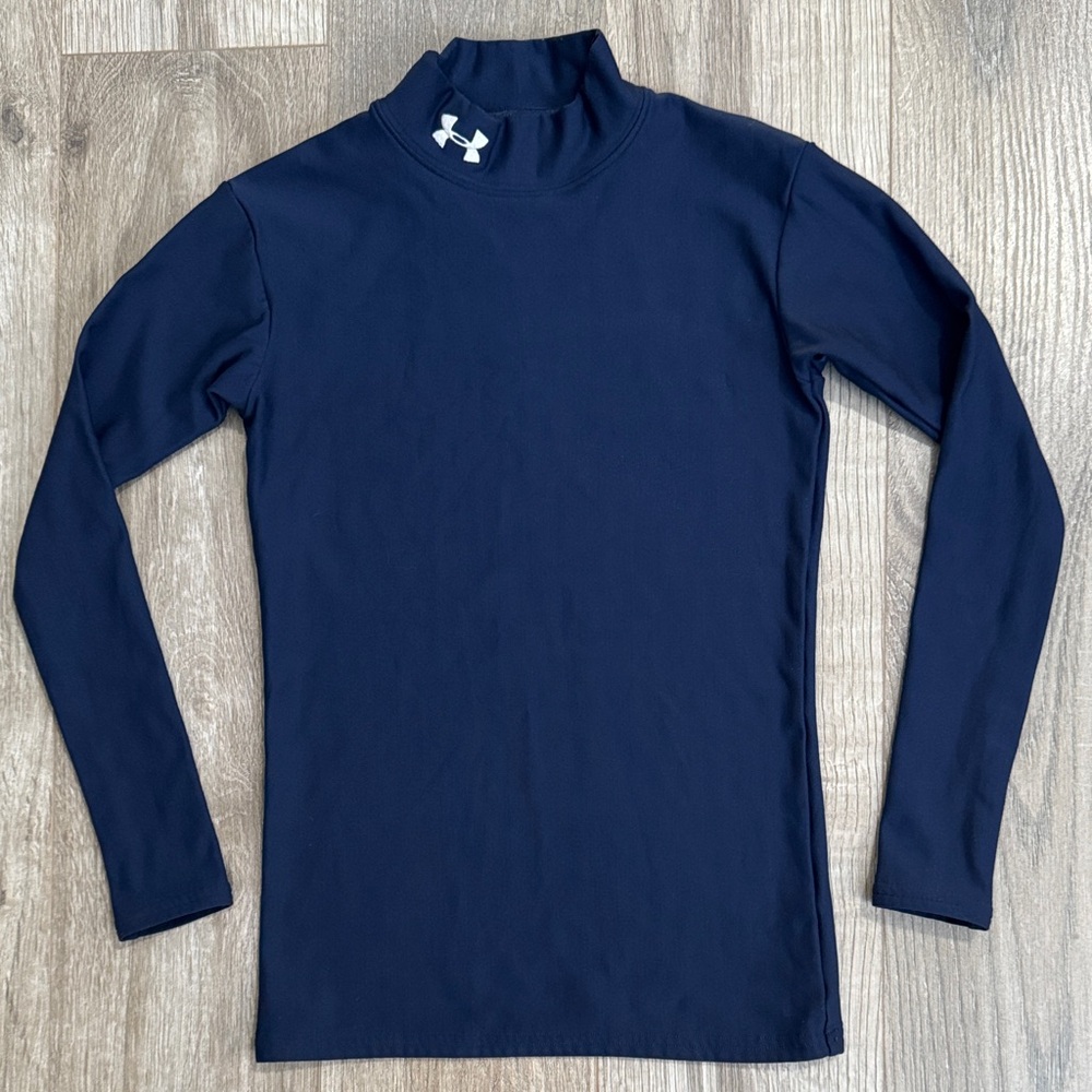 Under Armour Dark Blue ColdGear Boys' Mock Long Sleeve Size YLG (14)
